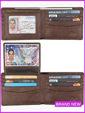 Genuine Leather RFID Blocking Bifold Wallet Classic Men's Accessory Stylish